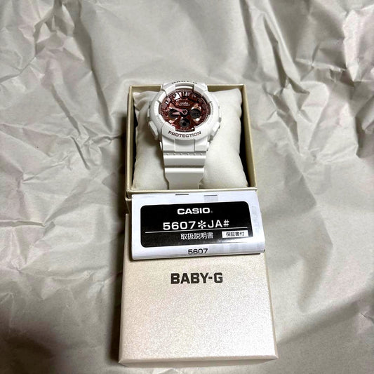 Casio Baby-G 5607 white quartz watch with date and day display, Japan import