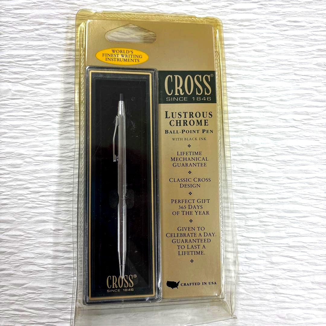 USA made Cross Cross LUSTROUS CHROME ballpoint pen with black ink in unopened blister pack