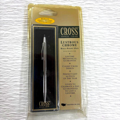 USA made Cross Cross LUSTROUS CHROME ballpoint pen with black ink in unopened blister pack