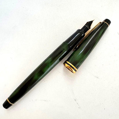 Cross vintage green marble fountain pen with ballpoint pen in used condition, rare Japan import
