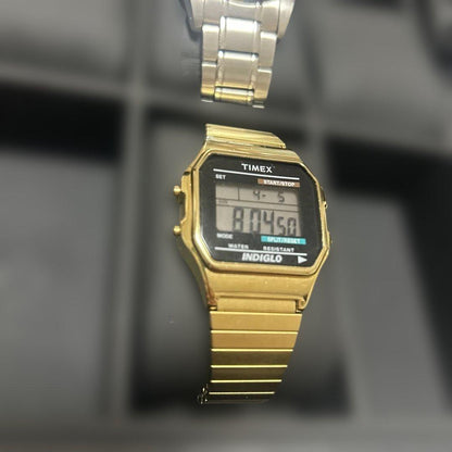 TIMEX INDIGLO Gold Digital Men's Watch — Japanese