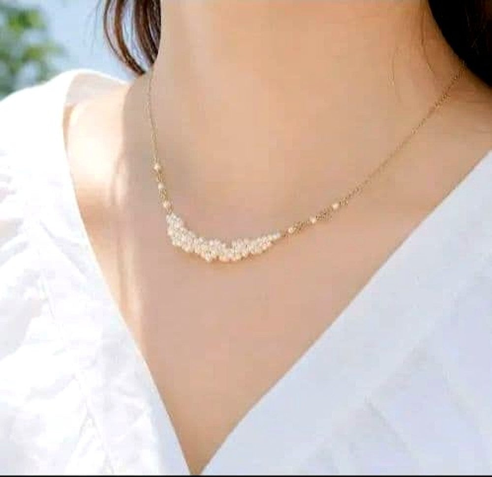 agete K10 gold pearl necklace with 41 cm chain on white background