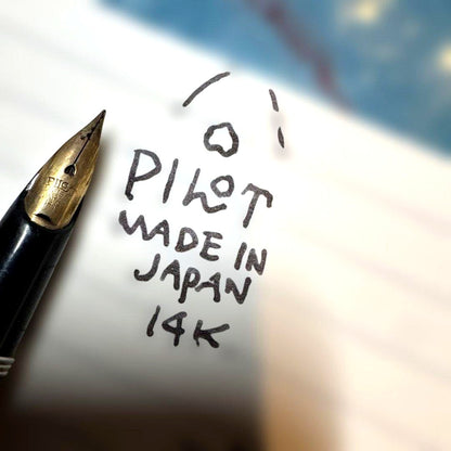 Pilot Super 200 fountain pen with 14k gold tip and Mitsubishi engraving on body including ink cartridge