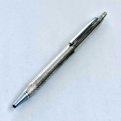 Tiffany & Co. sterling silver cross-hatch patterned ballpoint pen model 26052801 vintage limited edition