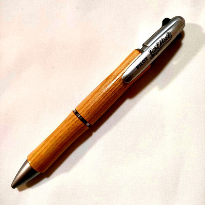 PILOT Just Meet multi-function pen with red and black ballpoint pens and 0.5mm mechanical pencil wooden body