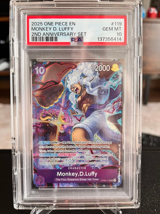 PSA 10 One Piece Monkey D. Luffy SEC — OP05-119 — English