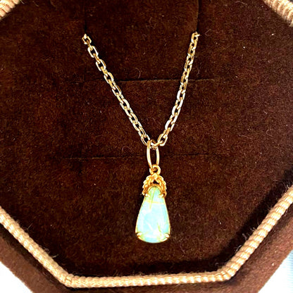 agete necklace charm with opal front and turquoise backing set in Silver 925 and Gold doublet technique
