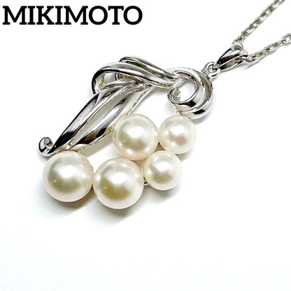 Mikimoto Pearl Flower Necklace in silver with 4.7-6.3 mm pearls and 40 cm chain