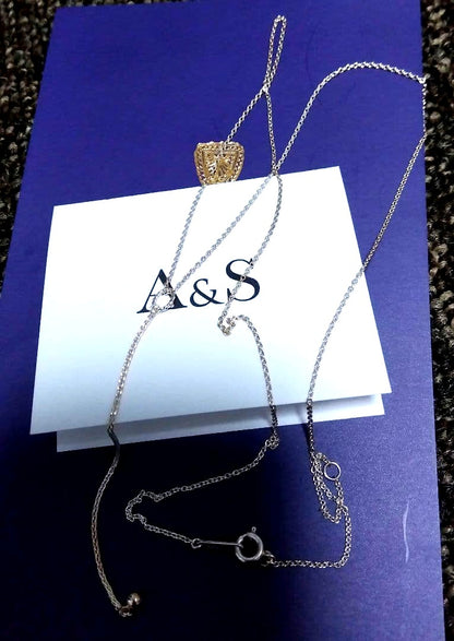 Agete silver Y-shaped long necklace with adjustable 55cm chain and removable 8.2cm drop pendant