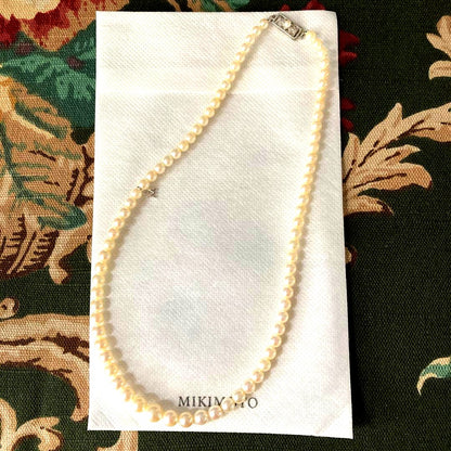 Kimono Sale Micro Motomoto Gradient pearl necklace with 79 white pearls on silver 925 chain, 45 cm length