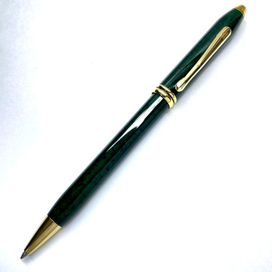 Cross Townsend green marble ballpoint pen with twist style and black ink in clean condition