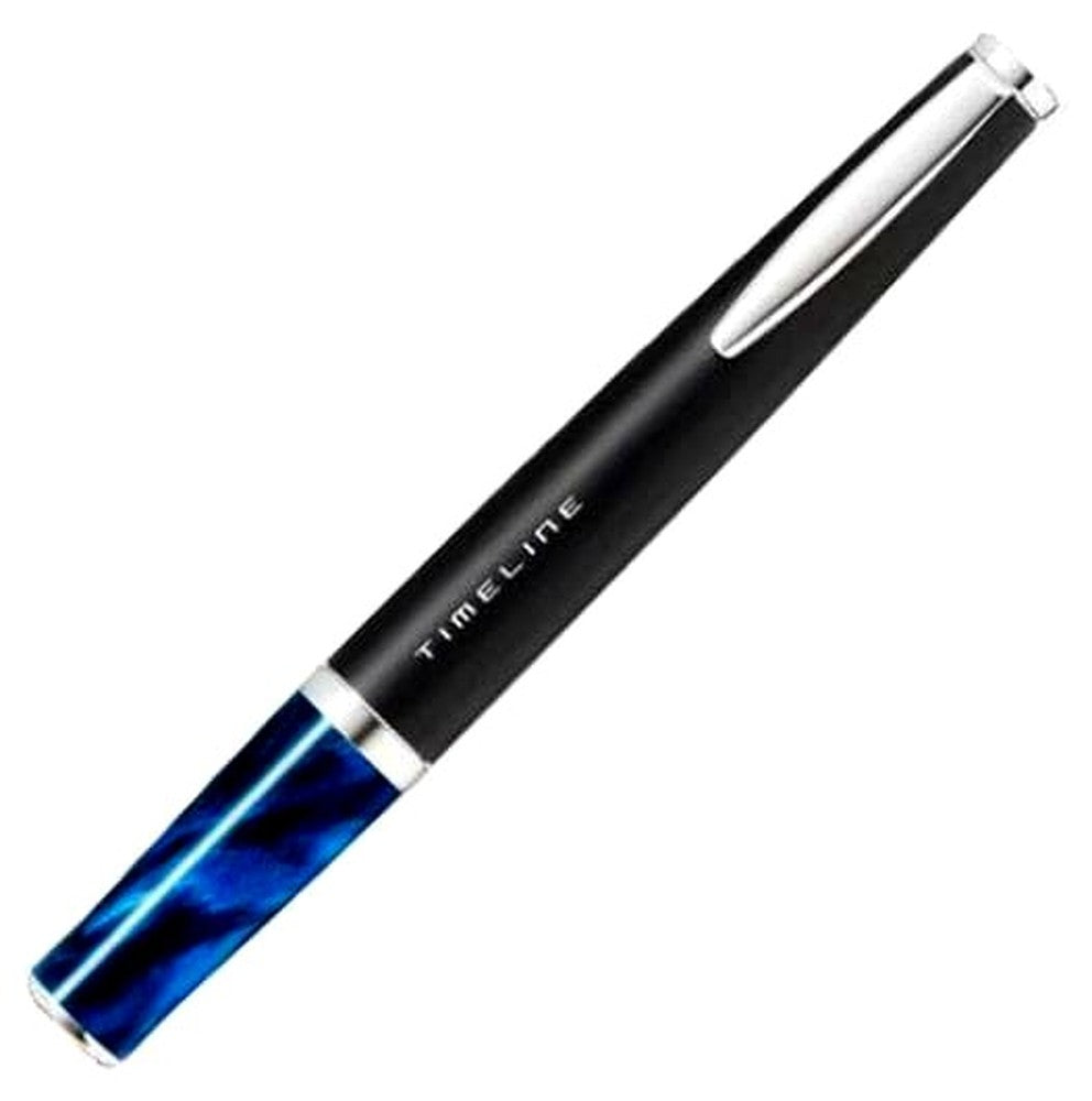 Pilot Timeline Eternal Blue BTL-5SR-ETL pen with matte black body and blue marble patterned grip
