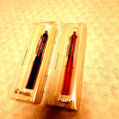 Nippon Yakumo PILOT Dr. Grip ballpoint pen set with black, red, and blue ink featuring Shinkansen E6 Komachi and E7 Kagayaki designs