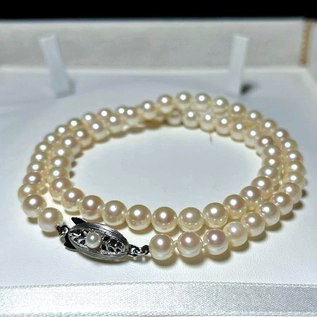 Akoya Pearl Genuine 6.0-6.4mm white round pearls silver necklace length 42 cm model M763