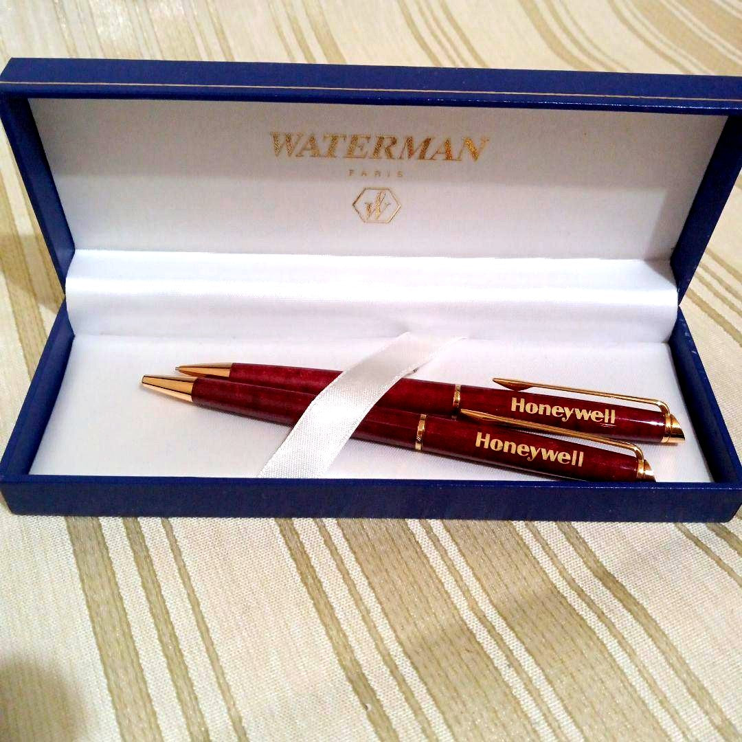 WATERMAN ballpoint pen and mechanical pencil 2-piece metal set with black case