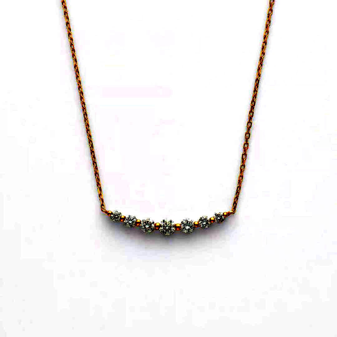 Agete K18 gold necklace with 0.2 carat diamond pendant on a 40 cm chain