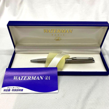 Waterman ballpoint pen made of metal showing signs of aging with included protective case