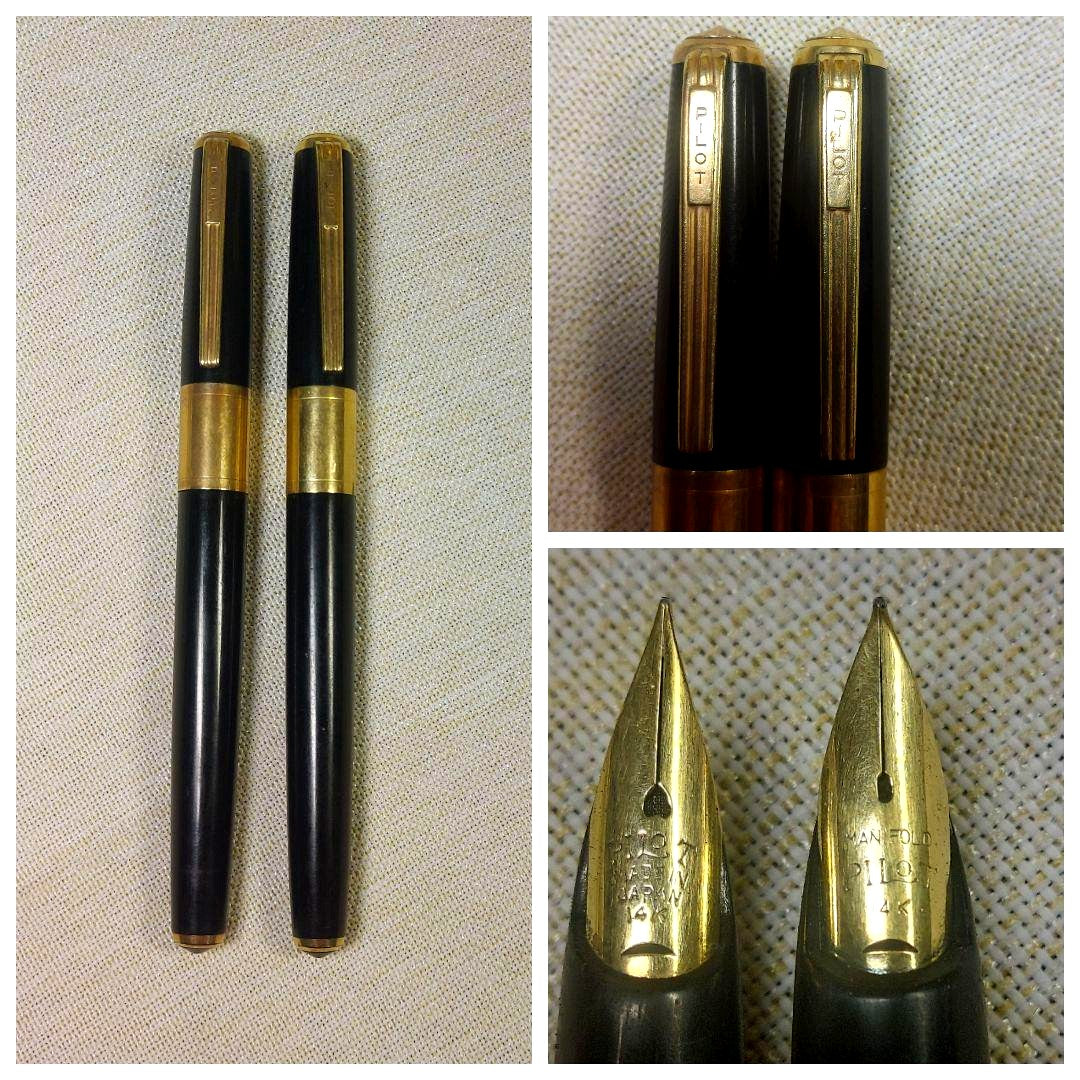 Two-piece set of used Pilot Super 250 and 200 14K gold pen nibs