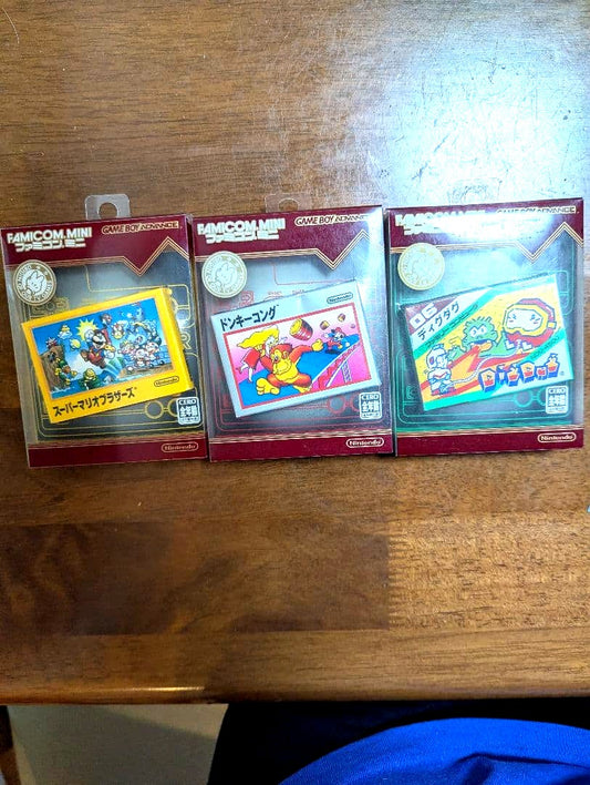 Famicom Mini Game Boy Advance cartridge with Super Mario Brothers Donkey Kong and Dig Dug games