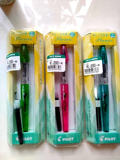 PILOT Fountain Pen 3-Piece Set featuring Green Pink and Dark Green pens