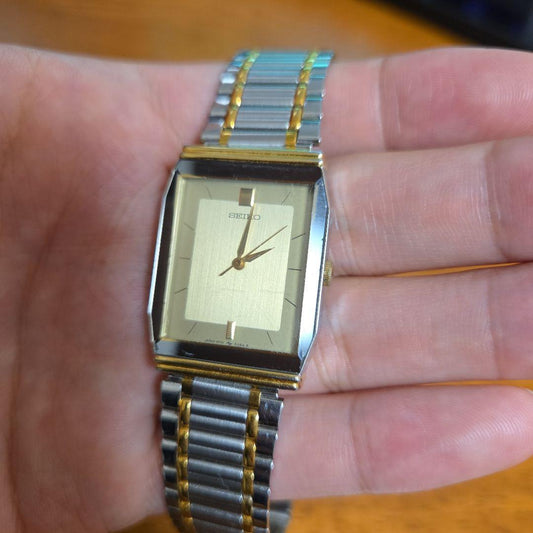 SEIKO SQUARE GOLD SILVER Quartz Men's Watch — Japanese