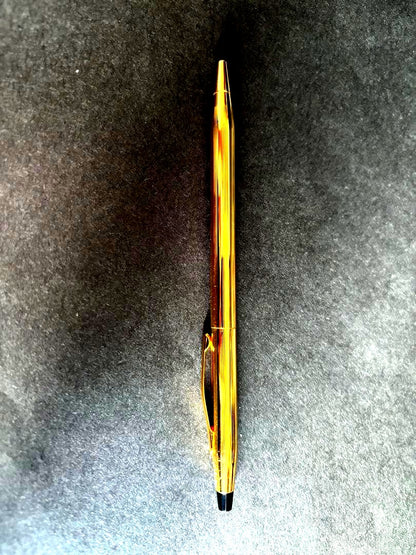 Cross Classic Century Gold PVD fountain pen with black medium ink and engraved barrel