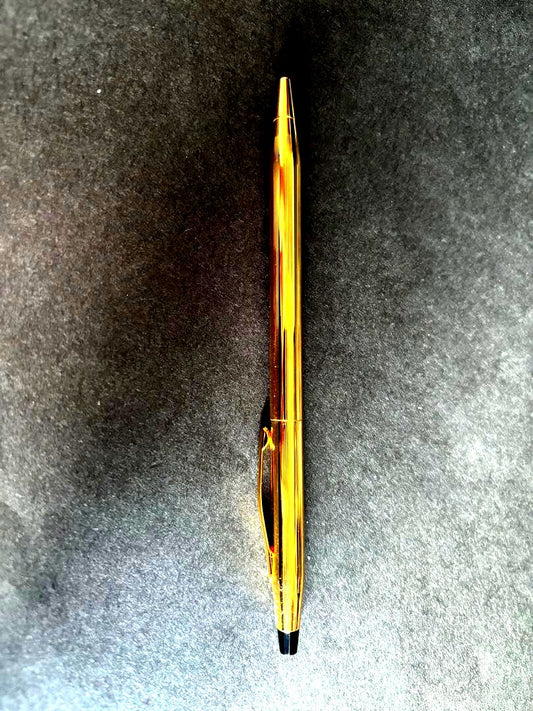 Cross Classic Century Gold PVD fountain pen with black medium ink and engraved barrel