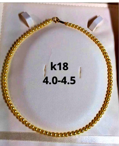 Baby pearl necklace featuring round Akoya pearls in K18 gold color, 39cm length, pearl size 4.0-4.5mm