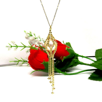 Akoya pearl pendant necklace with 8mm pearl on K18 18 karat gold chain 40 cm length