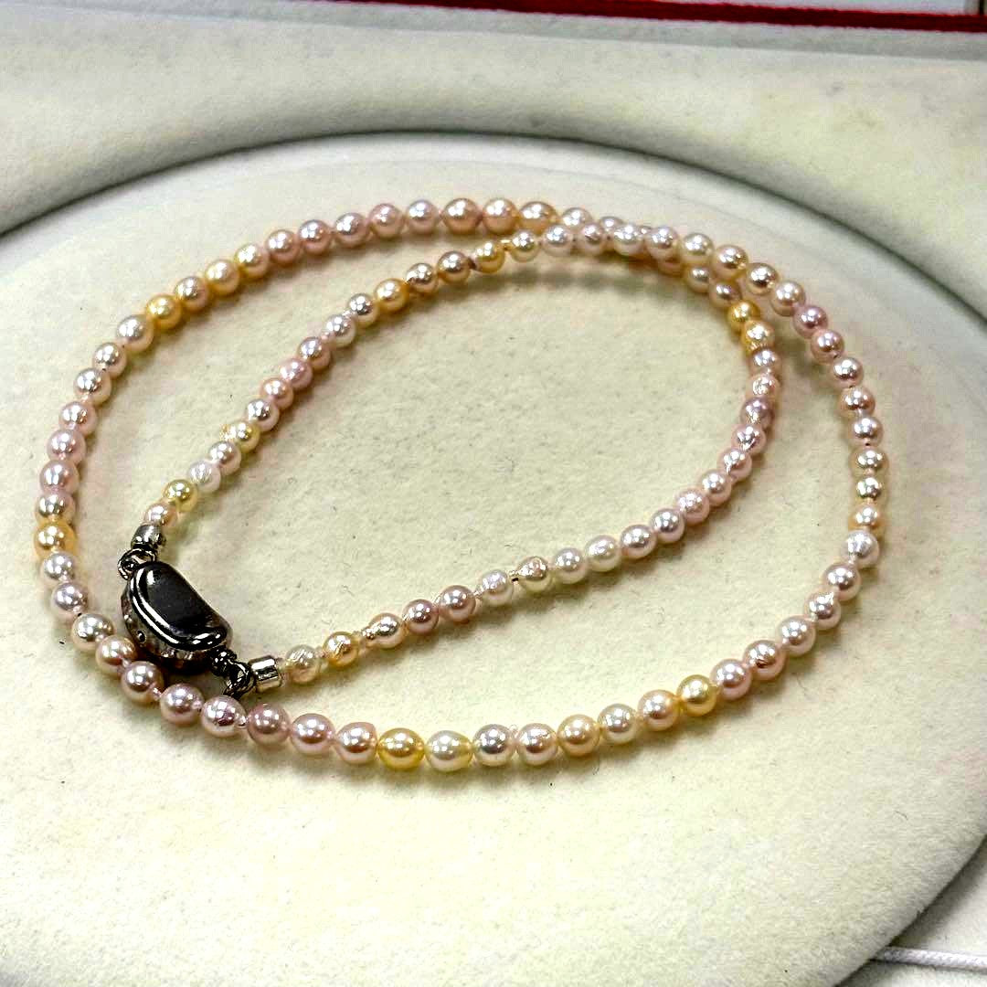 Akoya pearl necklace featuring 3.5-4mm pearls, 43 cm length, from Ise-Shima Egu Bay