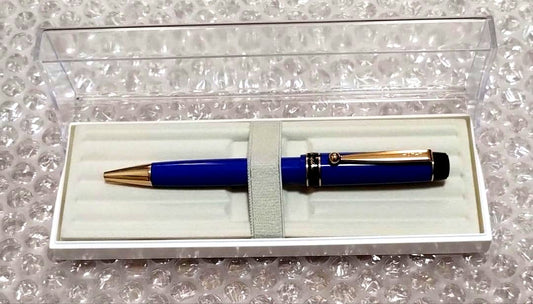 Pilot Lucina ballpoint pen with blue and gold body, new and unused