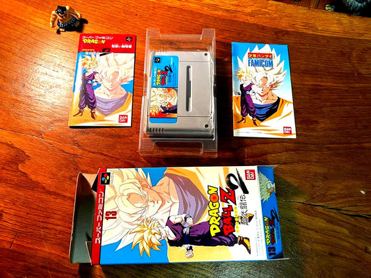 SNES Dragon Ball Z Super Butoden 2 game cartridge with box in excellent condition