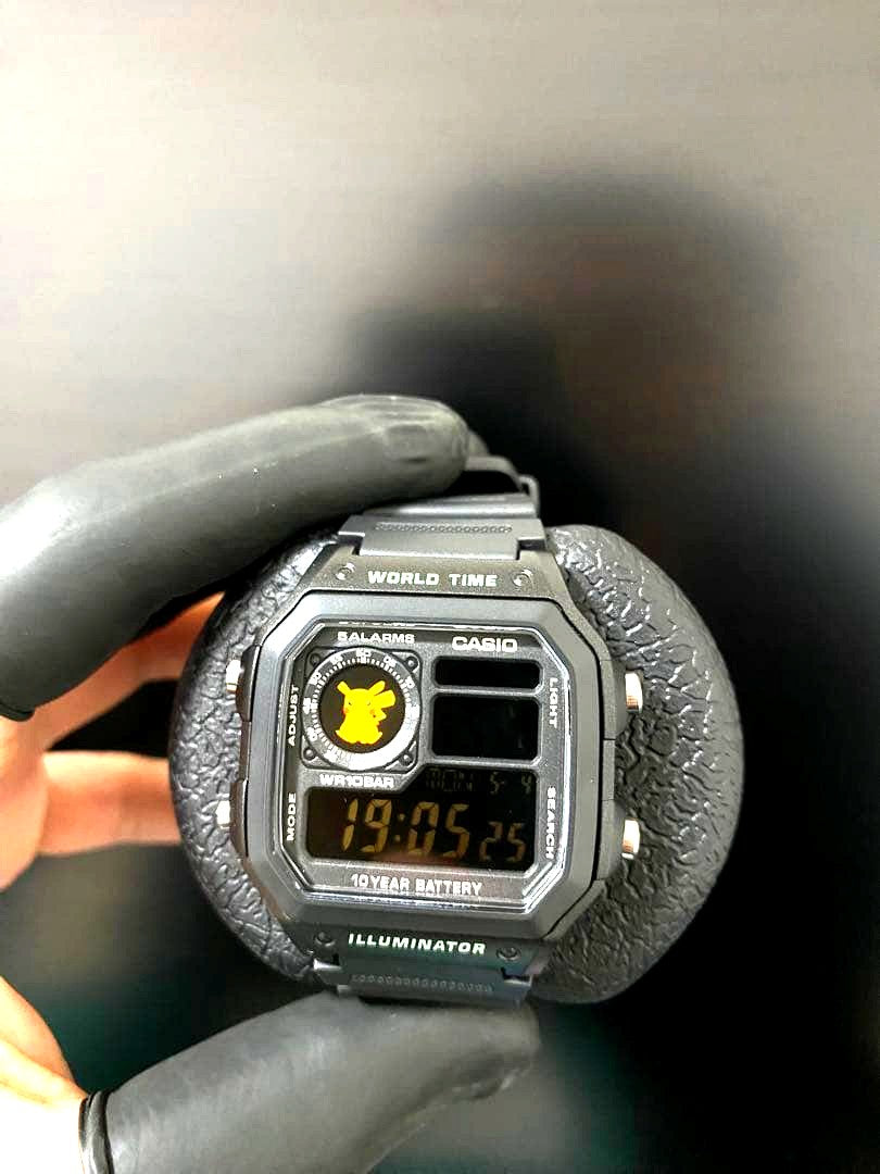 New Casio AE1200 Custom digital watch showing main body with black band and clear display