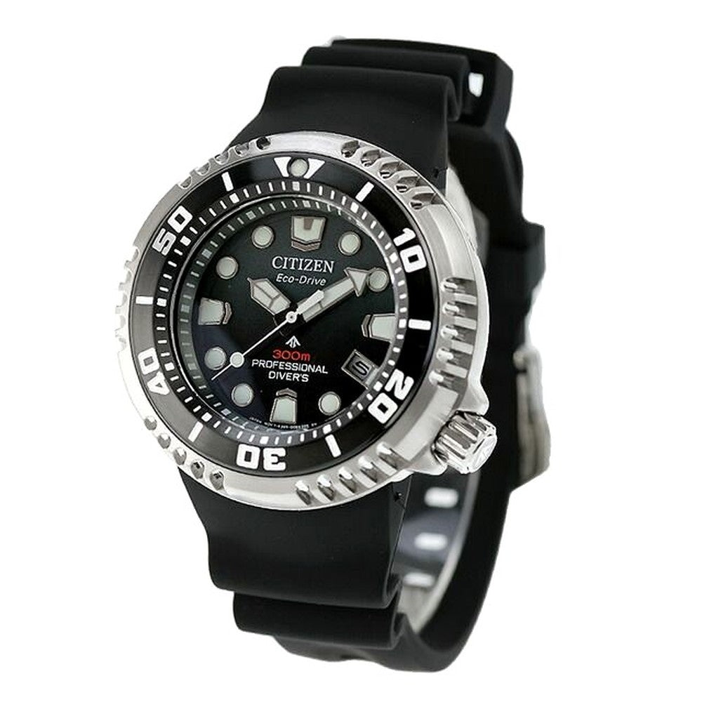 Citizen Promaster Marine Series Professional Diver 300m watch BN1024-01E with black gradient dial and black biomass urethane band