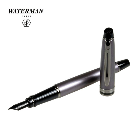 Waterman Expert fountain pen 2119268z in metallic silver with fine nib and black ink refill