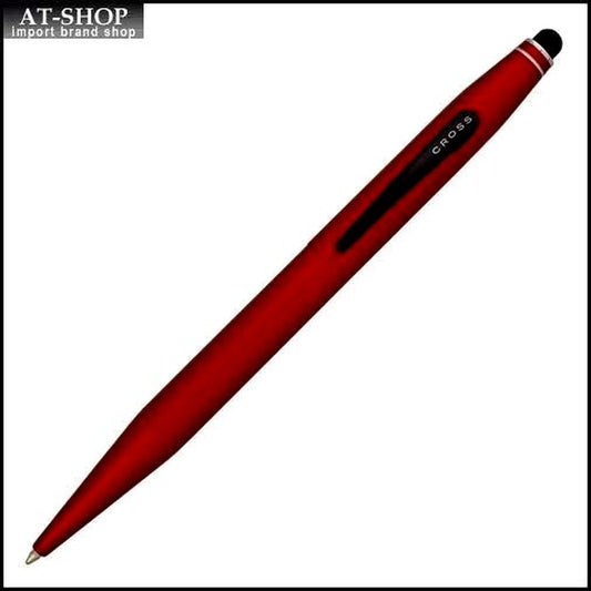 CROSS Metallic Red Ballpoint Pen with Stylus Tech, 136mm length, metal body