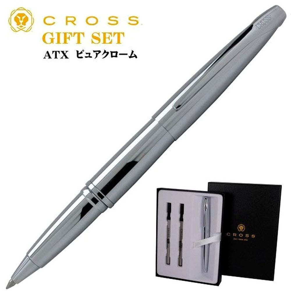 Limited Quantity Cross gift set roll ball pen with pure chrome barrel and water-based select tip