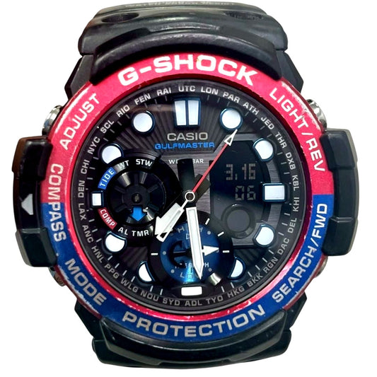 Casio G-Shock GN-1000 Gulfmaster Pepsi watch with blue and red bezel and black strap