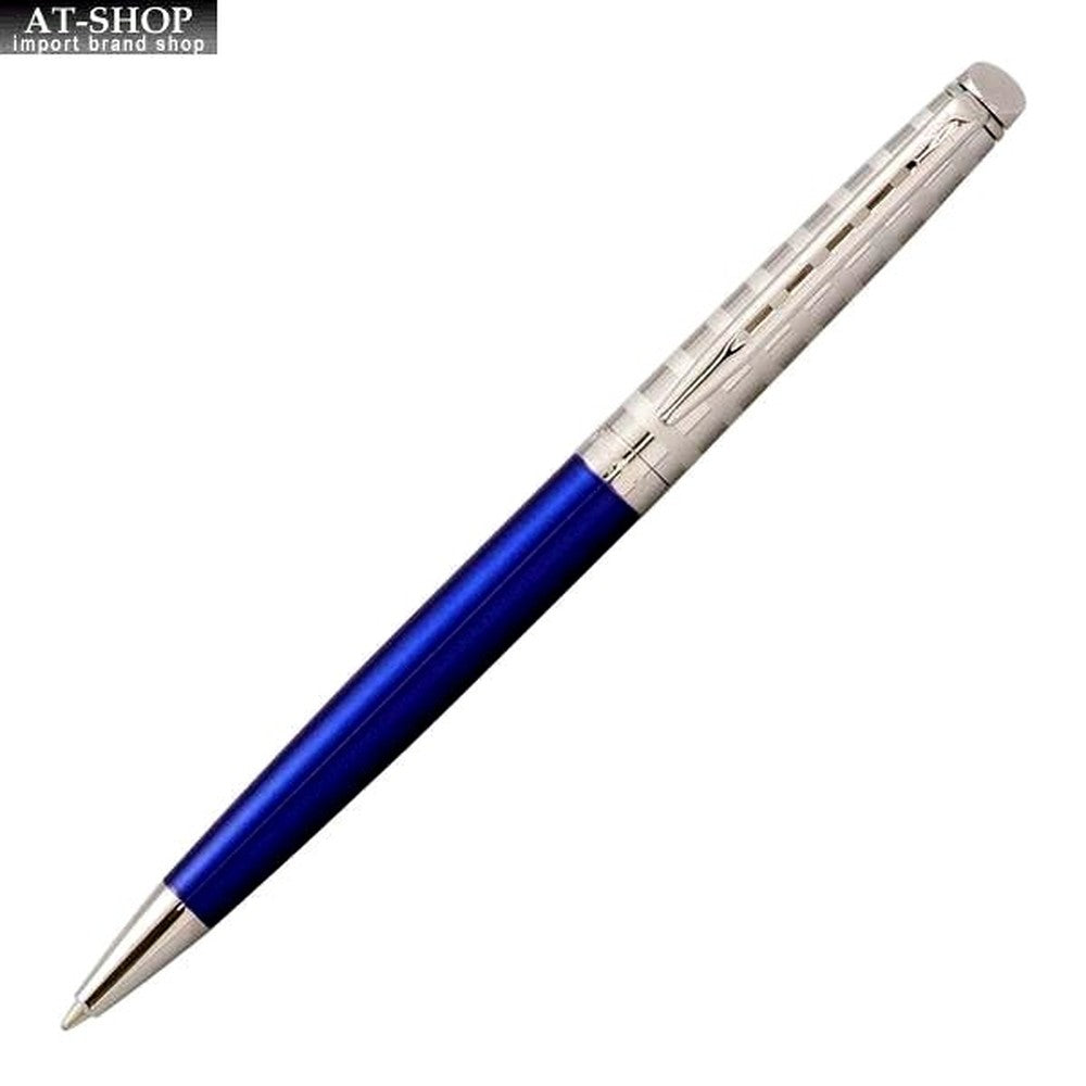 Waterman Metropolitan Deluxe Stripe Blue CT ballpoint pen with chrome trim, 135mm length