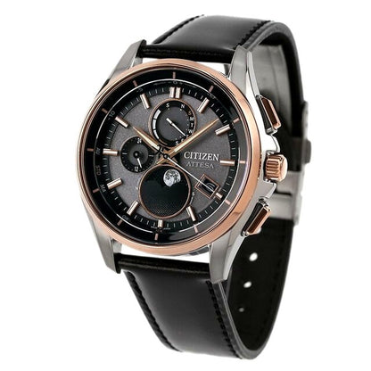 Citizen ATTESA BY1004-17X men's black dial eco-drive radio-controlled watch with black leather band and super titanium case