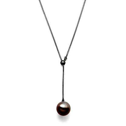 Platinum Akoya Pearl Slide Necklace featuring 8-8.5mm cultured pearls on a 52cm platinum chain