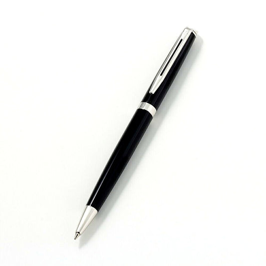 Waterman Metropolitan Essential black ballpoint pen with chrome trim and comfortable grip