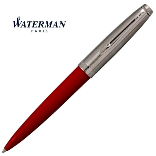 Waterman Emblem Essential Red CT ballpoint pen with red resin body and stainless steel cap