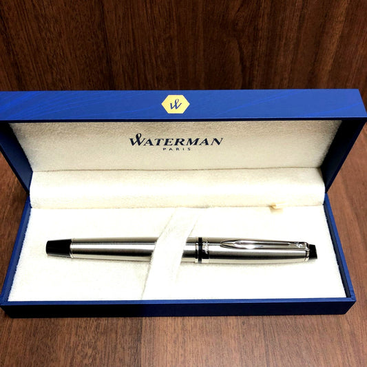 Waterman Expert Essential Metallic CT fountain pen with stainless steel body and nickel palladium trim