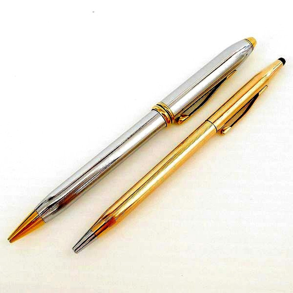 Cross Classic Century ballpoint pen and mechanical pencil set in gold and silver with rotating mechanism
