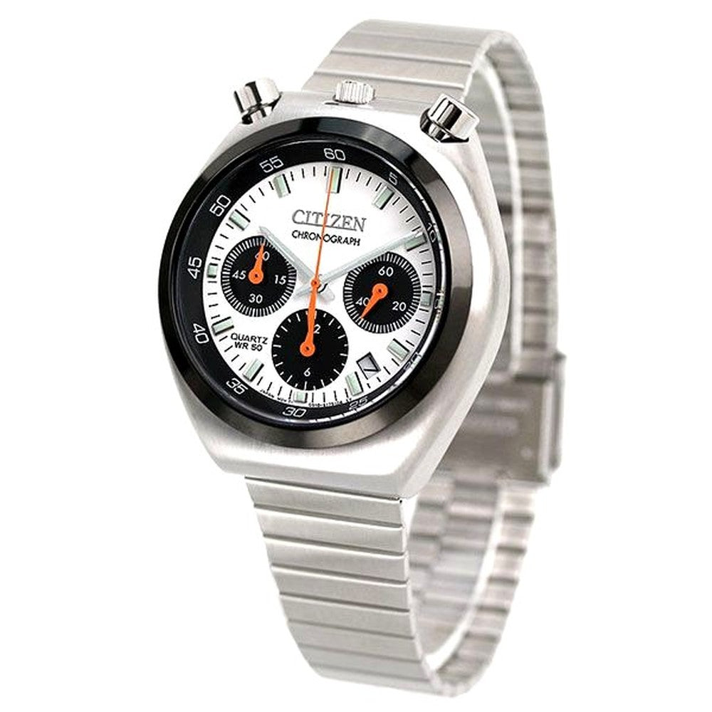Citizen Tsuno Chrono Collection watch AN3660-81A with white dial and silver stainless mesh band