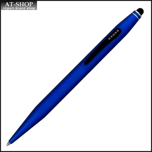 CROSS Tech Two Metallic Blue ballpoint pen with brass barrel and stylus parts, twist mechanism