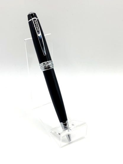 CROSS Bailey Black ballpoint pen with resin body and grooved center ring on white background
