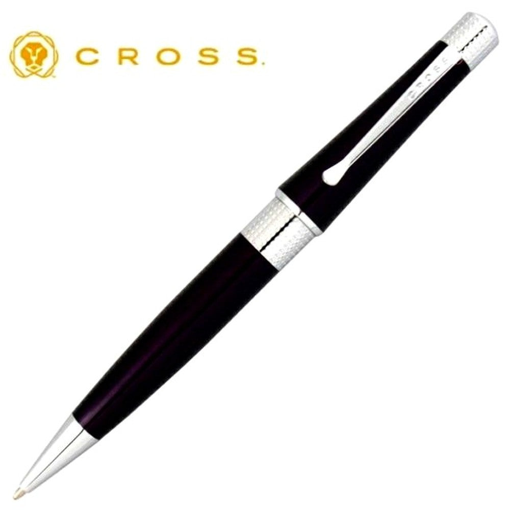 CROSS Beverly AT0492-7 deep purple ballpoint pen with silver accents and 133mm length