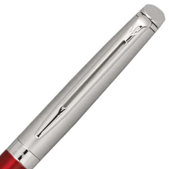 Waterman Metropolitan Essential Satin Red CT ballpoint pen with silver accents, 135 mm length